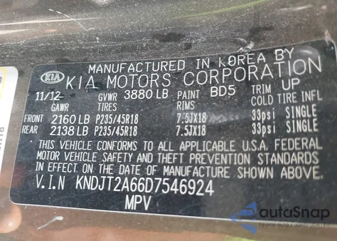 2013 Kia Soul ! z USA, uszkodzony, nr VIN KNDJT2A66D7546924